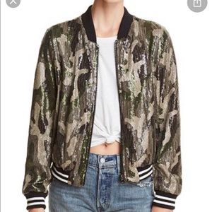 Camo Sequin Aqua bomber jacket